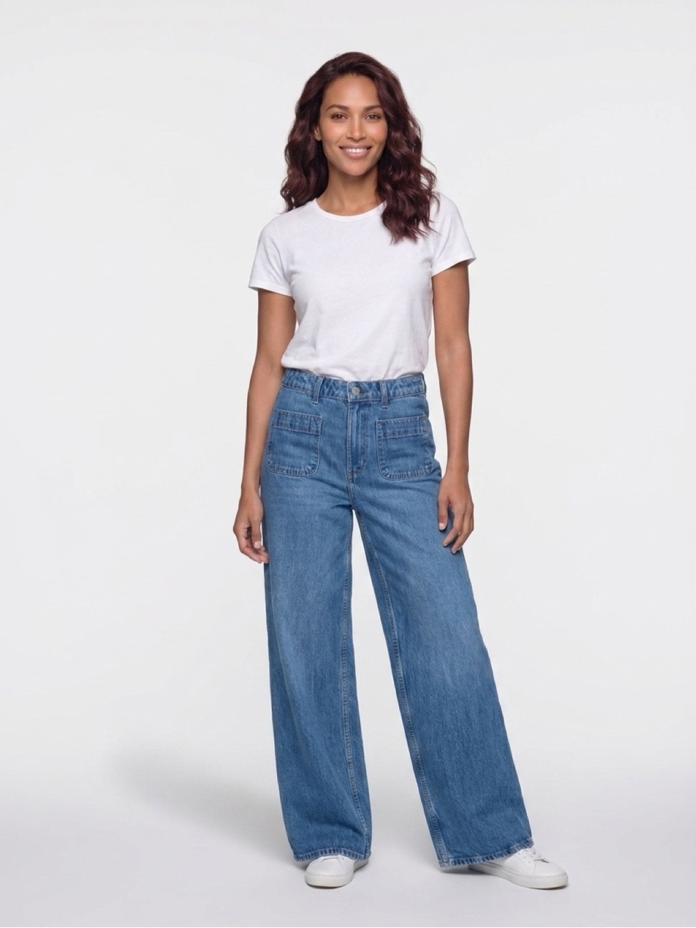 NWT Free Assembly Patch Pocket Wide Leg Jeans Tinted Country 10S